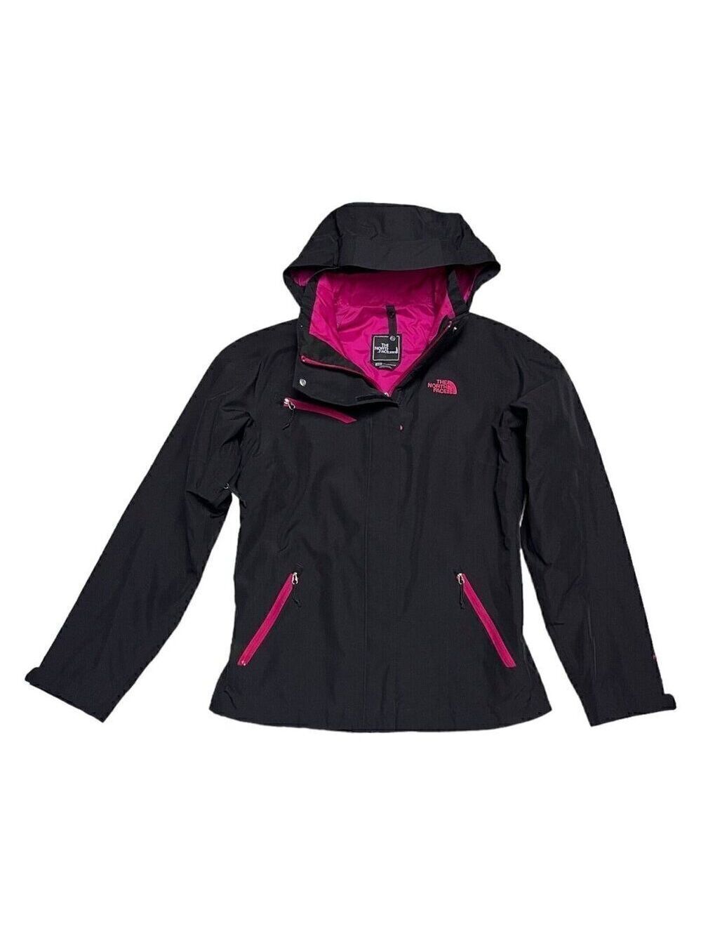 The North Face Black Waterproof Hooded Designer Light Windbreaker Jacket Womens